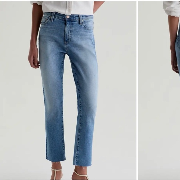 Ag Adriano Goldschmied The Mari High Rise Straight Leg Raw Hem Jeans Size 28 - Picture 1 of 10